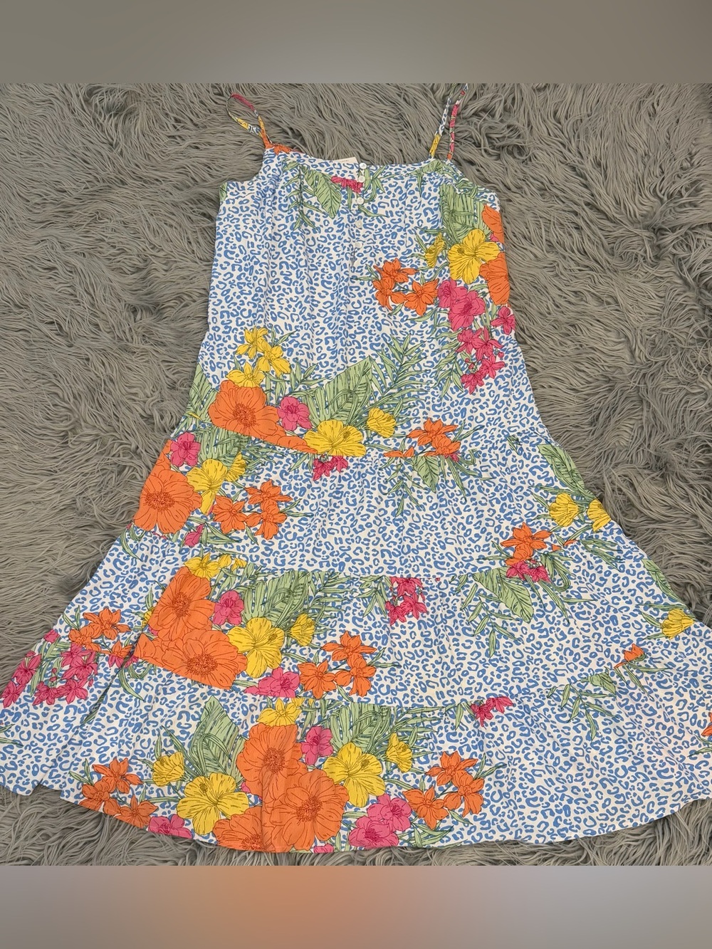 THML Elizabeth Floral and Animal Print Tiered Midi Flowy Dress size XL NWT - Picture 8 of 8